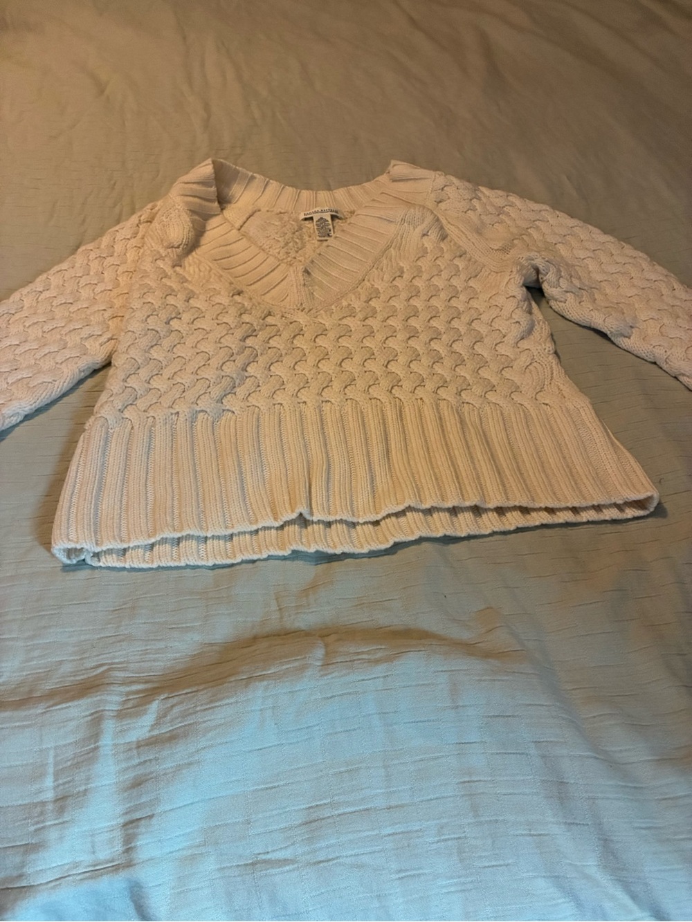 Banana Republic Soft Cream Cable V-Neck Sweater